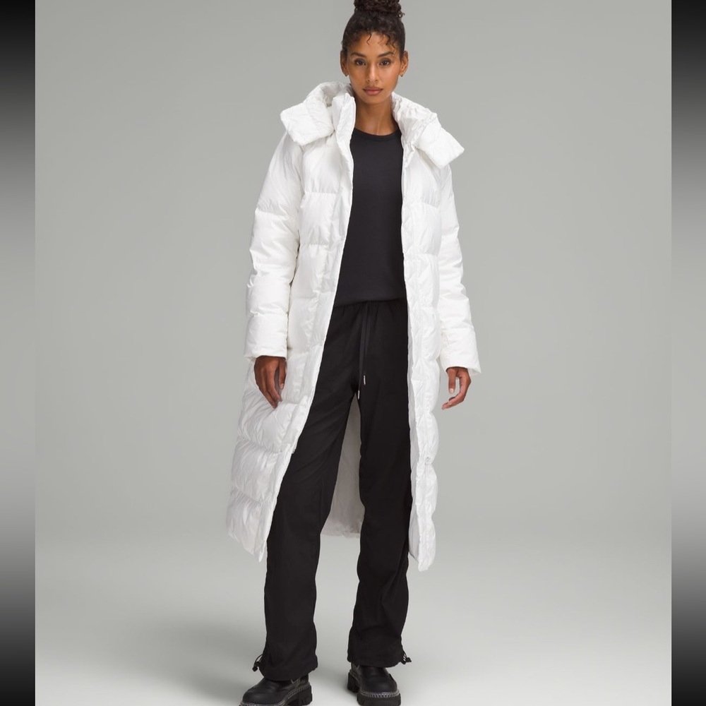 Lululemon wonder puff 600 down-dill long jacket white 2 nwt